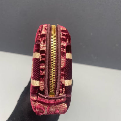 Pre-owned Dior Small Coin Pouch Burgundy Oblique, 2021