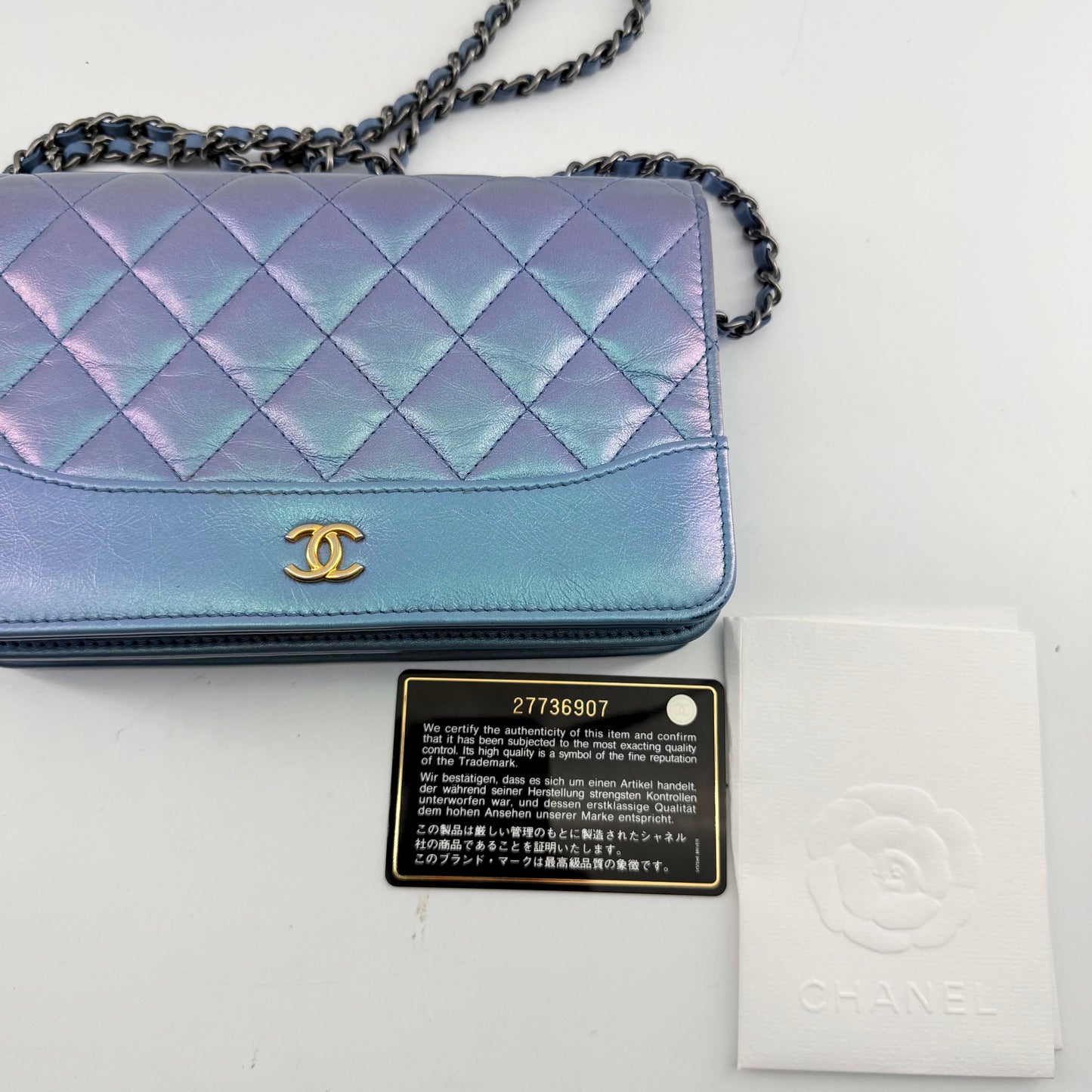 Chanel Iridescent Blue Wallet On Chain