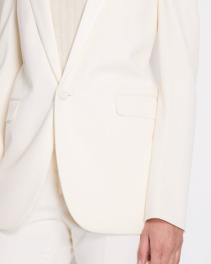 Saint Laurent Cream Suit Jacket and Trouser Set With Silk Lapel Detail Size FR 36 (UK 8)