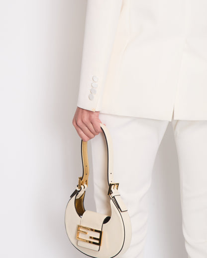 Saint Laurent Cream Suit Jacket and Trouser Set With Silk Lapel Detail Size FR 36 (UK 8)