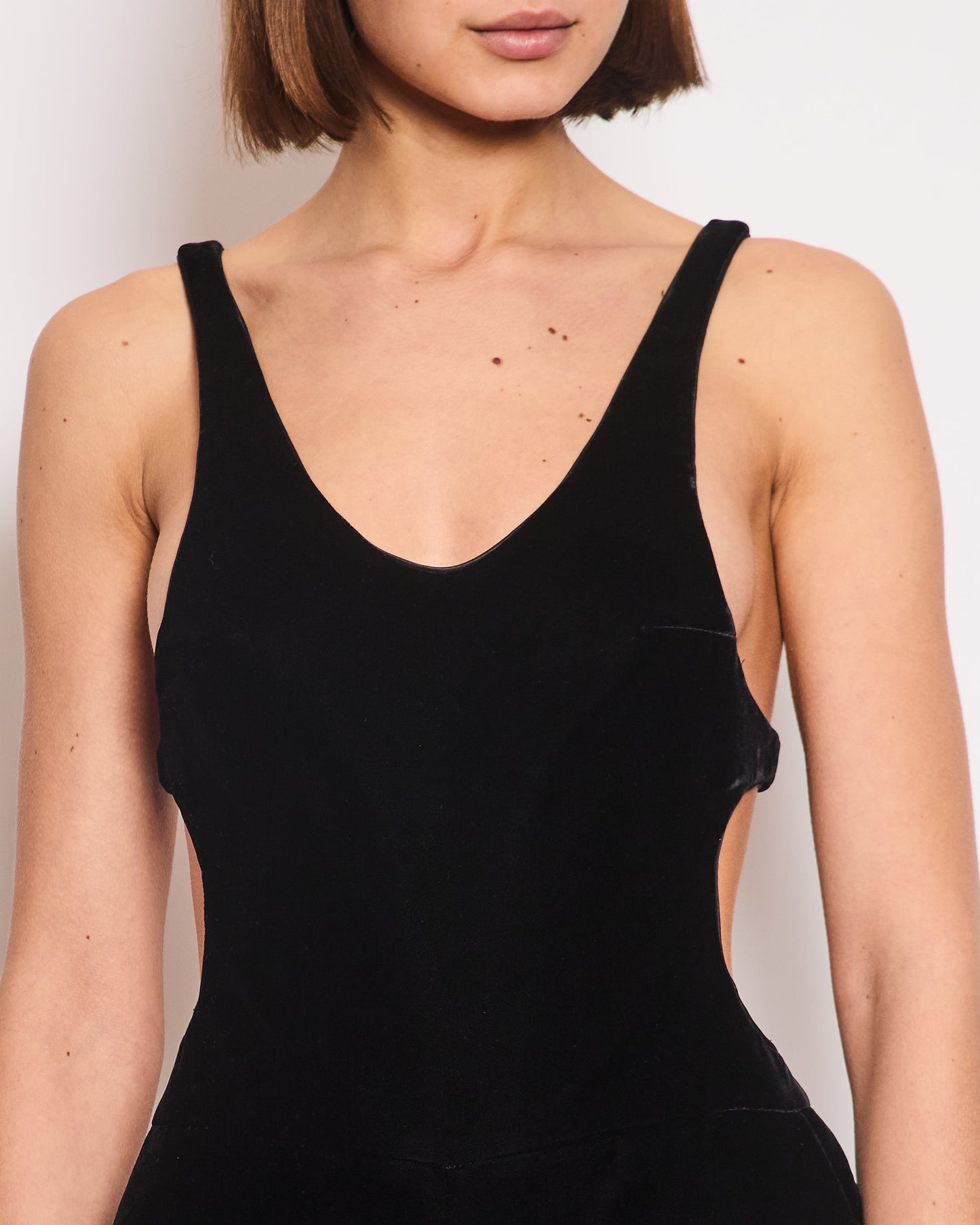 Saint Laurent Black Velvet Mini Sleeveless Playsuit with Crystal Heart and YSL Zip Detail Size FR 36 (UK 8)