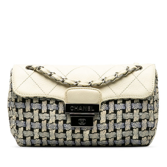 CHANEL CHANEL WILDSTETCH COCOMARK SHOLDER BAG WOOL/LEADER BLUE WHITE LADY'S WILDSTETCH PARIS MARKET SHOP