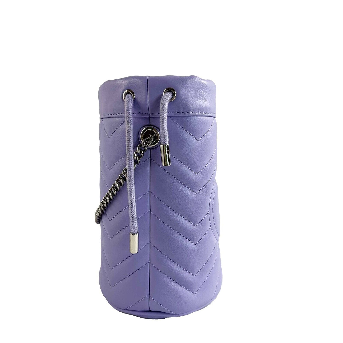 GUCCI GG Marmont Bucket Crossbody Bag Matelasse Mini Purple
