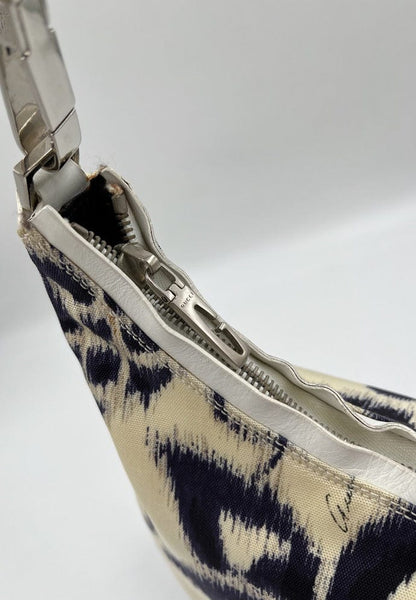 Vintage Gucci Shoulder Bag with Navy & White Flower Pattern