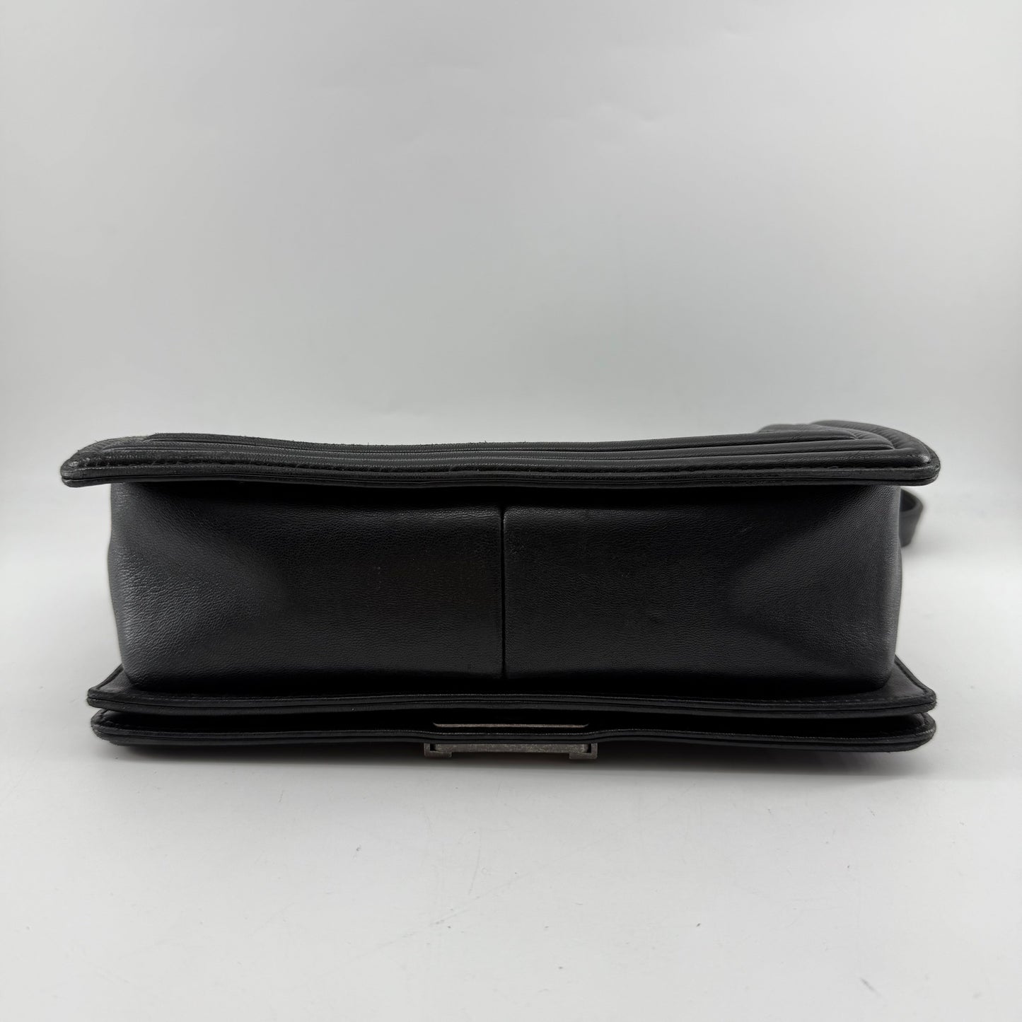 Chanel Medium Black Lambskin Ruthenium Hardware Le Boy Flap Bag