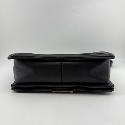 Chanel Medium Black Lambskin Ruthenium Hardware Le Boy Flap Bag