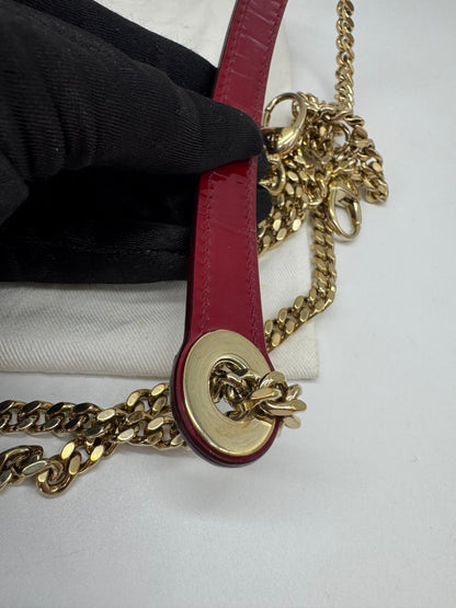 Pre-owned Certified Lady Dior Mini Dark Cherry Red Patent Leather Golden Hardware, 2017, w/ full set