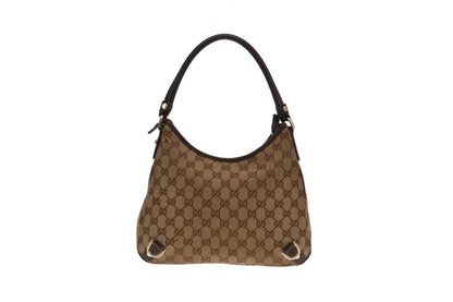 Gucci GG Canvas and Brown Leather Trim Abbey Shoulder Bag