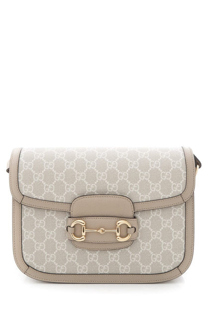 Gucci GG Supreme Monogram Horsebit 1955 Cream & Beige Handbag