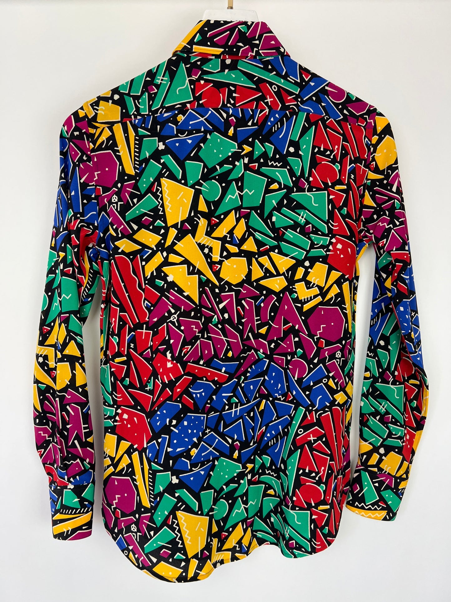 Saint Laurent Multicolour 80's Abstract Printed Long-sleeve Silk Shirt Size FR 34 (UK 6)