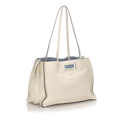 Pre-Loved Prada White Calf Leather Etiquette Tote Bag Italy