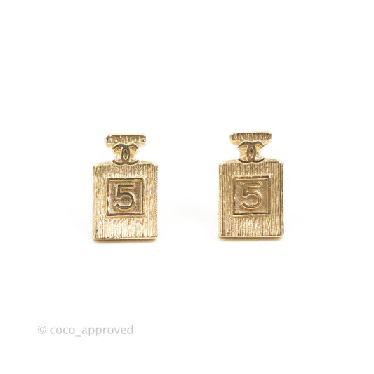 Chanel CC No5 Parfum Earrings Gold Tone 20C