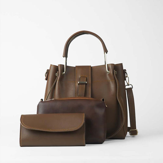 Set of 3 bags brown