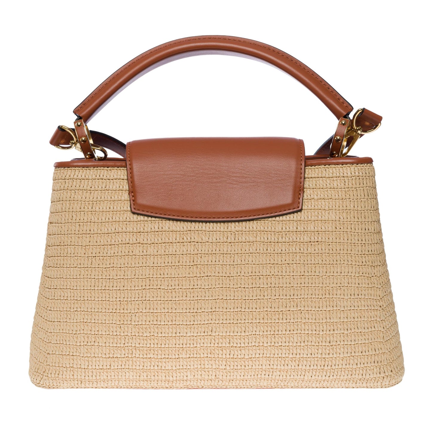 LOUIS VUITTON Limited Edition Capucines MM handbag strap in braided Raffia, GHW