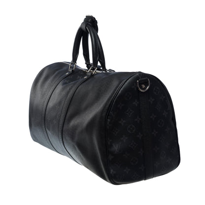 LOUIS VUITTON Keepall 50 Taigarama Travel bag in black canvas and leather , SHW