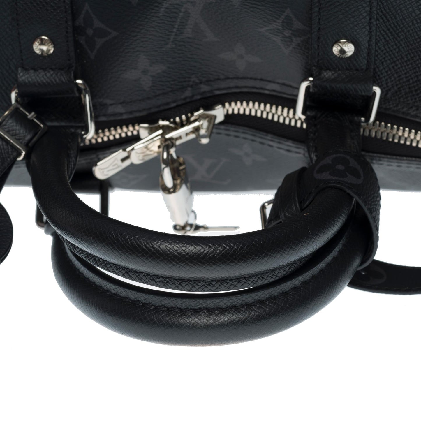 LOUIS VUITTON Keepall 50 Taigarama Travel bag in black canvas and leather , SHW