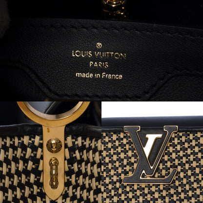 LOUIS VUITTON Limited Edition Capucines MM handbag strap in braided Raffia, GHW