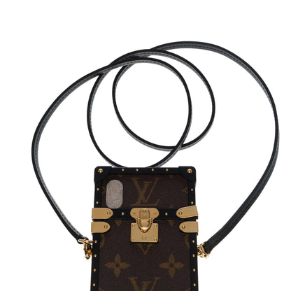 LOUIS VUITTON Beautiful EyeTrunk iPhone X case in brown monogram coated canvas
