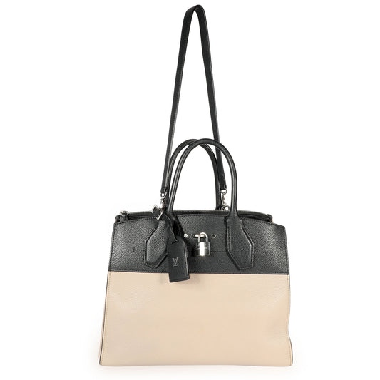 LOUIS VUITTON Black & Galet Calfskin City Steamer MM