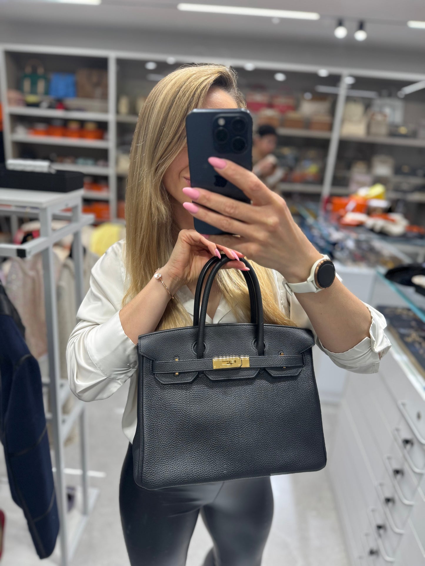 Pre-owned Certified Hermes Birkin 30 Black Togo Leather Golden Hardware, 2013 [Q], w/ dust bag, lock&key, raincoat