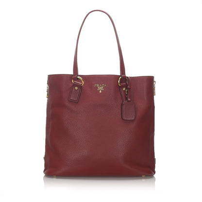 Pre-Loved Prada Red Calf Leather Vitello Daino Tote Bag Italy