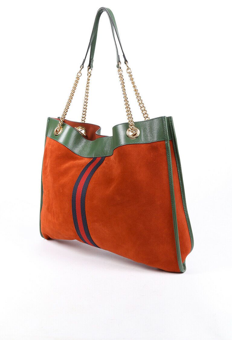 Gucci Bag Rajah Red Green Suede Sylvie Web Tote