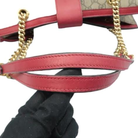 GUCCI Padlock Medium GG Supreme Canvas Tote Bag Red