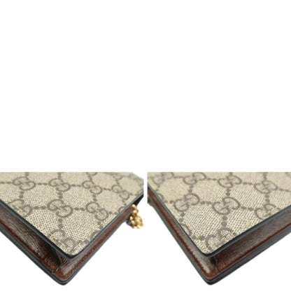 Gucci Heart Chain Wallet GG Supreme Monogram Canvas Crossbody Bag Beige