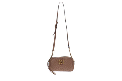 Gucci Dusty Pink Leather Small Marmont Camera Bag