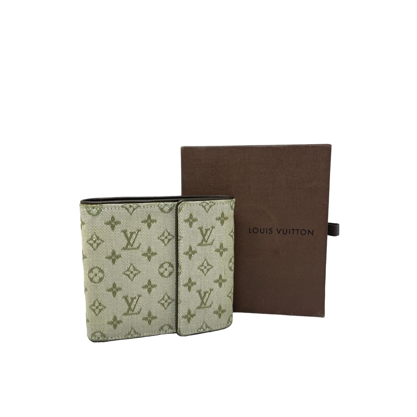 LOUIS VUITTON Louis Vuitton Monogram Mini Lin Pattern Porte-Billets Compact Wallet - Green