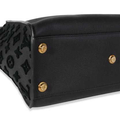 LOUIS VUITTON Black Grained Calfskin & Tufted Monogram On My Side MM