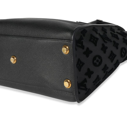 LOUIS VUITTON Black Grained Calfskin & Tufted Monogram On My Side MM