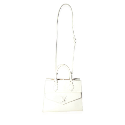 LOUIS VUITTON White Leather Monochrome Lockme Tote PM