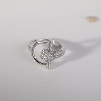 GUCCI Chiodo Horsebit Diamond Ring in 18k White Gold 0.40 CTW