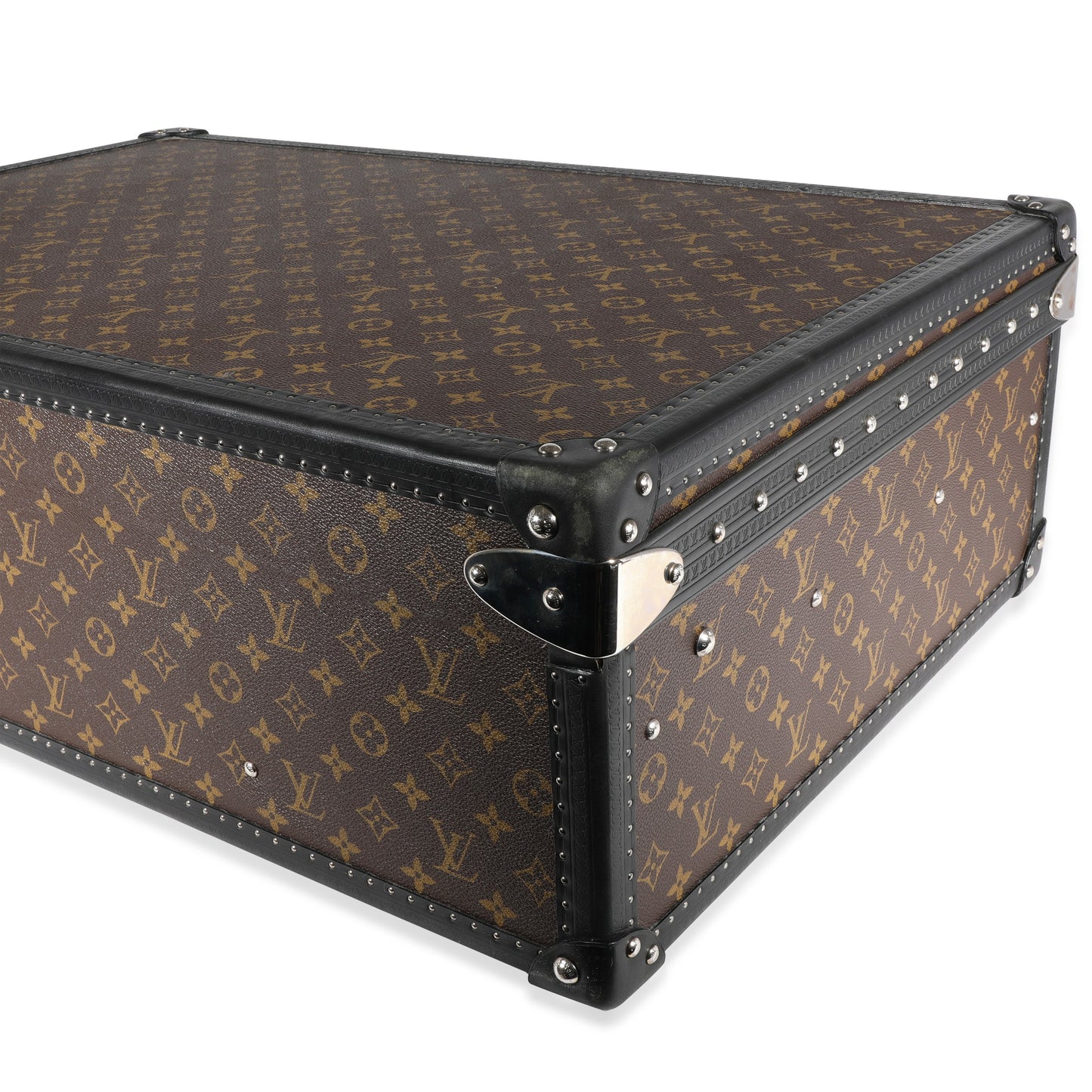 LOUIS VUITTON Monogram Macassar & Black Leather Alzer Trunk 70