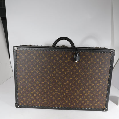 LOUIS VUITTON Monogram Macassar & Black Leather Alzer Trunk 70
