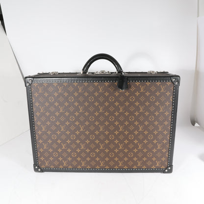 LOUIS VUITTON Monogram Macassar & Black Leather Alzer Trunk 60