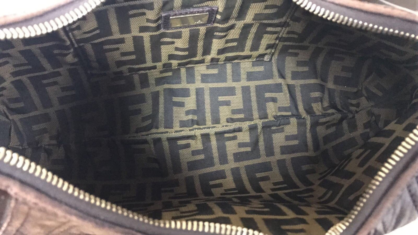 FENDI Brown Leather spy Hobo Bag