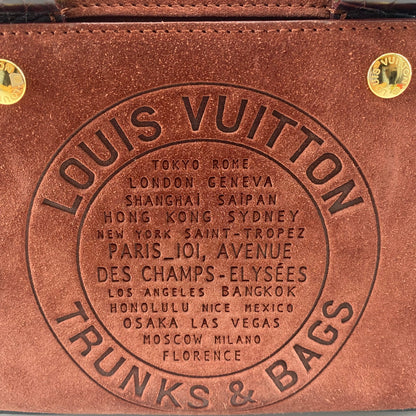 Louis Vuitton Havane brown suede stamped trunk PM Boston speedy
