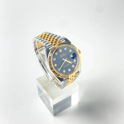 Rolex Datejust 41 Black Dial Diamonds Bicolor