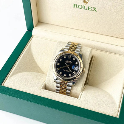 Rolex Datejust 41 Black Dial Diamonds Bicolor