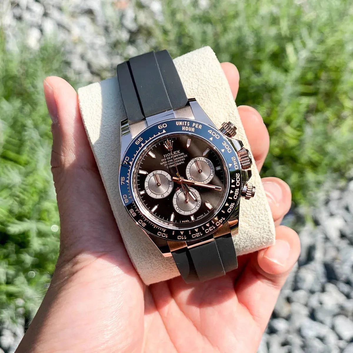 Rolex Daytona Cosmograph Daytona 40mm Everose Oysterflex black sundust