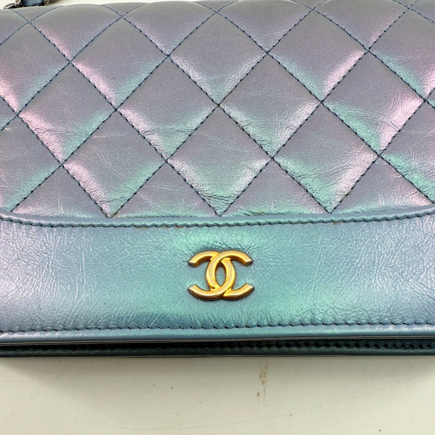 Chanel Iridescent Blue Wallet On Chain