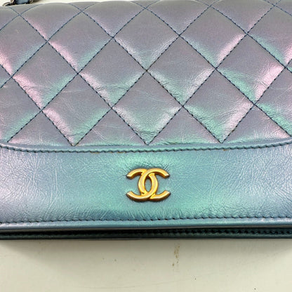 Chanel Iridescent Blue Wallet On Chain