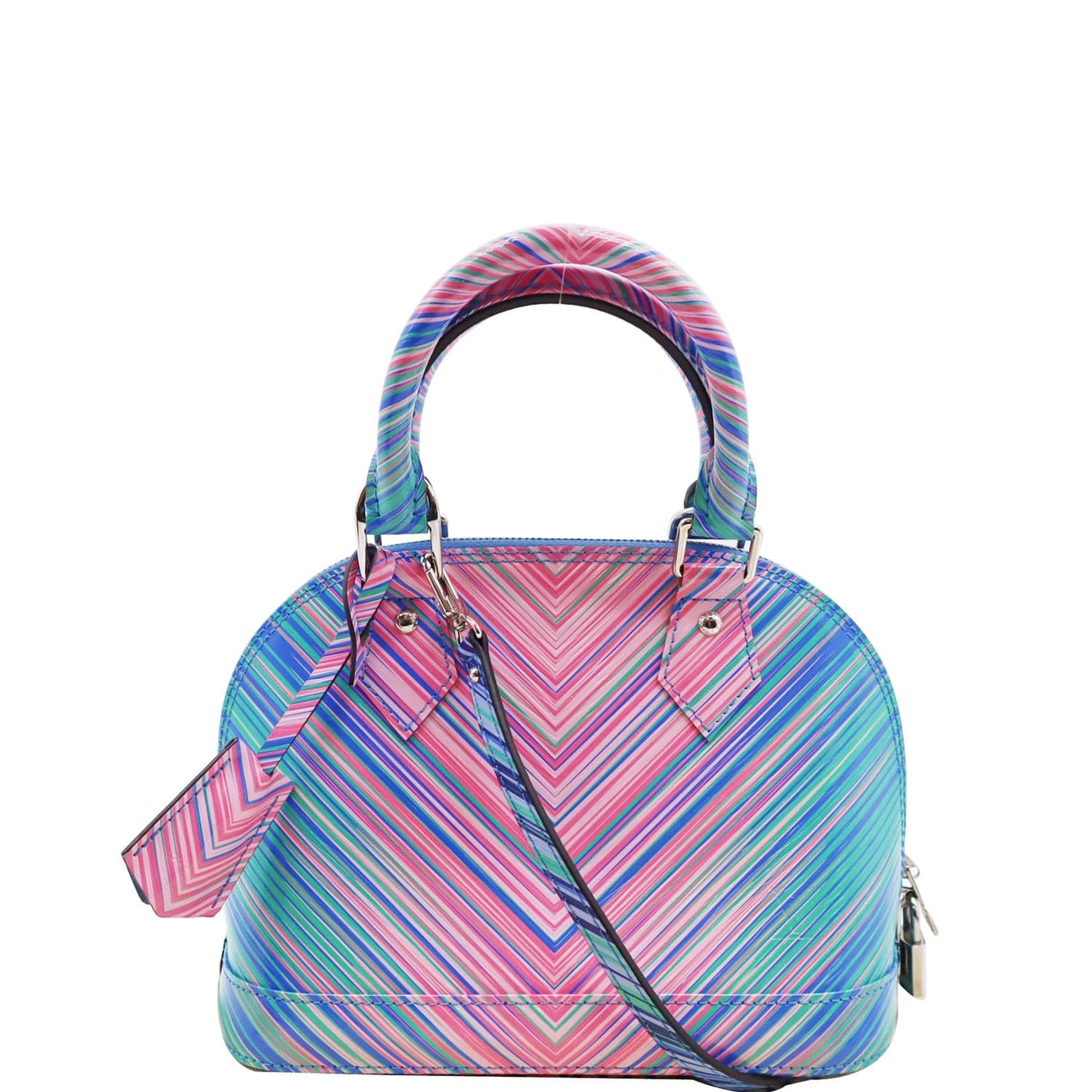 LOUIS VUITTON Alma BB Tropical Epi Leather Satchel Crossbody Bag Blue Rose