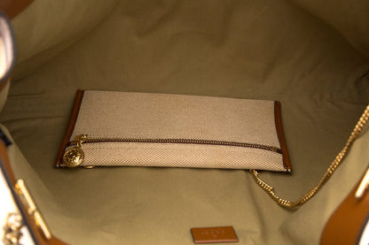 Gucci Tan Rajah Canvas Tiger Head Detail Tote