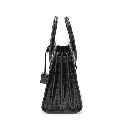 Saint Laurent/ YSL Sac De Jour Crocodile Embossed Black SHW