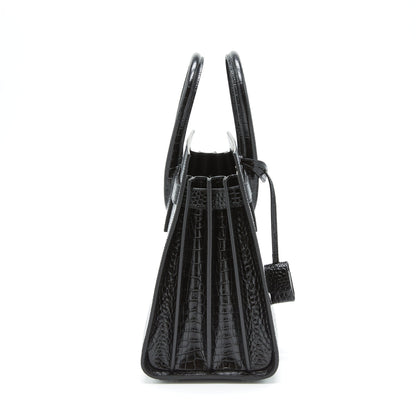 Saint Laurent/ YSL Sac De Jour Crocodile Embossed Black SHW