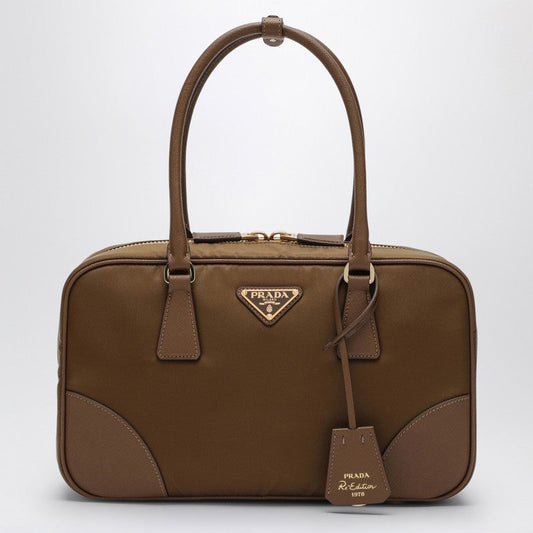 Prada Re-Edition 1978 Re-Nylon And Saffiano Medium Beige Top Case Women