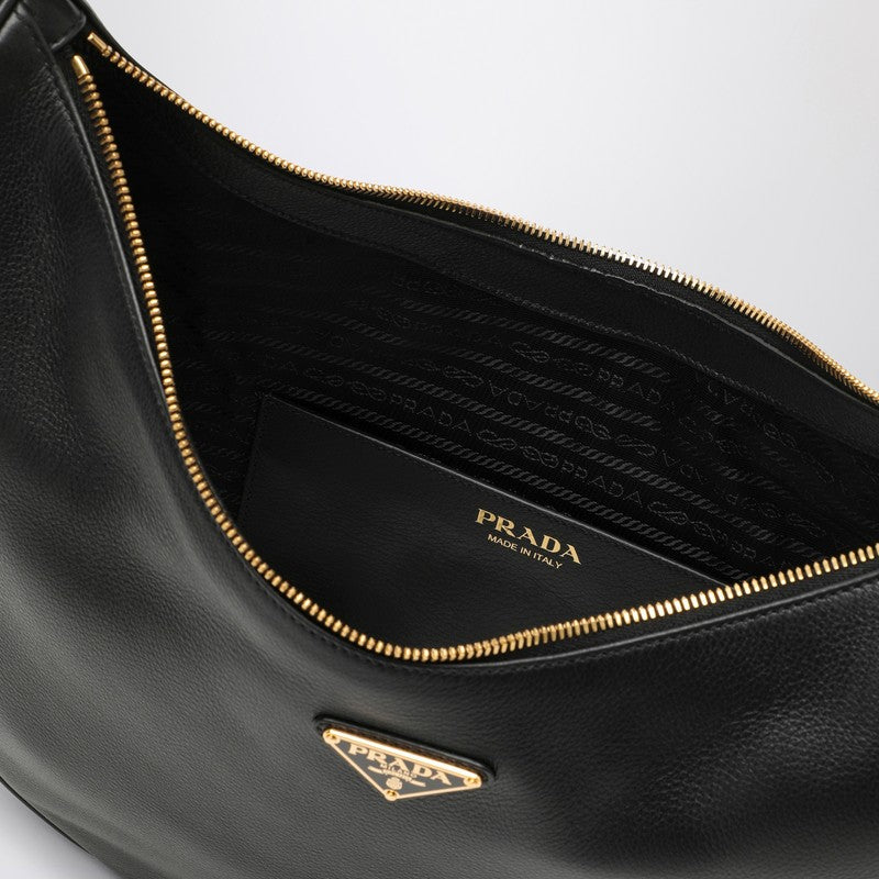 Prada Prada Arqué Black Large Leather Shoulder Bag Women